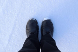 safety toe boots in snow