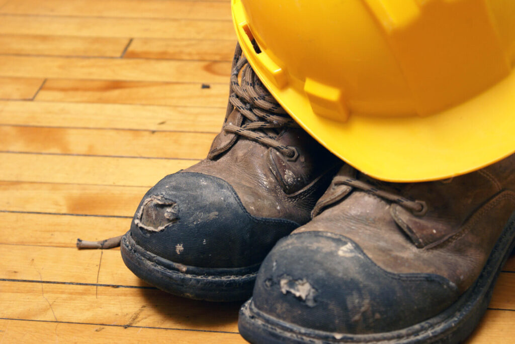 work shoes with hard hat